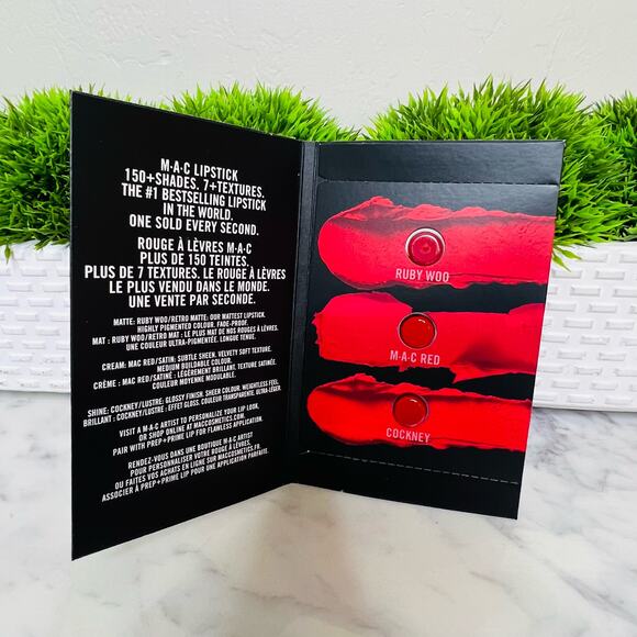 MAC Lipstick Sample 3 Sample Shades in Ruby Woo, MAC Red, and Cockney - Picture 3 of 4